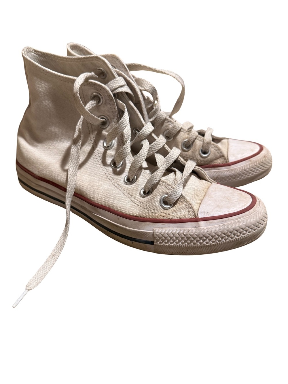 Converse High-Top Canvas Sneakers White with Red Trim